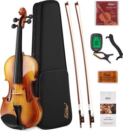 Eastar Violin Set For Adults Solidwood Full Size Fiddle With Hard Case Shoulder Rest Rosin