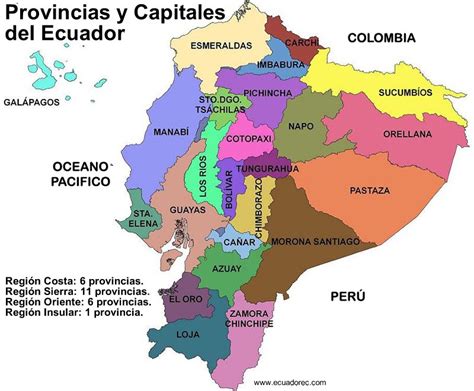 ¿cuáles Son Las 24 Provincias Del Ecuador Y Sus Capitales