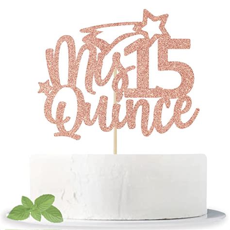 Buy Cos Mos Rose Gold Glitter Mis Quince 15 Cake Topper Happy 15th