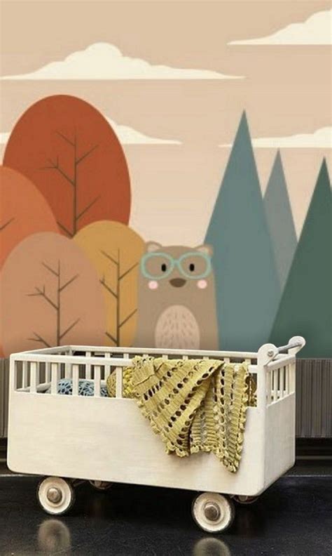 Bear in Forest Wall Mural Removable Wallpaper Kids Mural ...