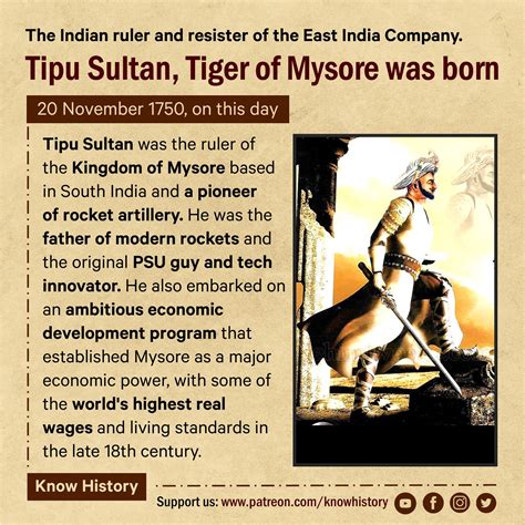 Tipu Sultan Tiger Of Mysore Was Born