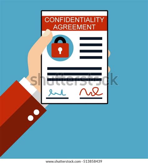 Hand Holding Confidentiality Agreement Flat Design Stock Illustration