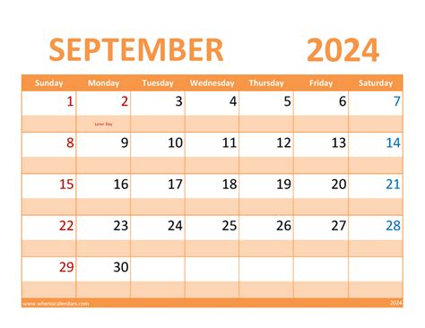 September Editable Calendar 2024 Monthly Calendar