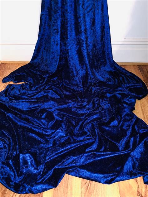 Royal Blue Crushed Velvet Fabric 58 Price Per Meter Etsy