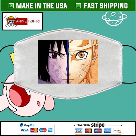 Naruto And Sasuke Cloth Face Mask Washable Hoodie Sweater Long