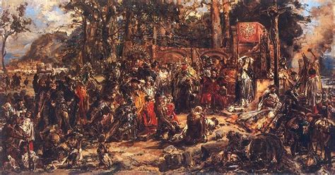 Jan matejko przedstawia na nim postacie, które w rzeczywistości nie żyły w jednym czasie (tzw. Christianization of Lithuania A D 1387 - Jan Matejko ...