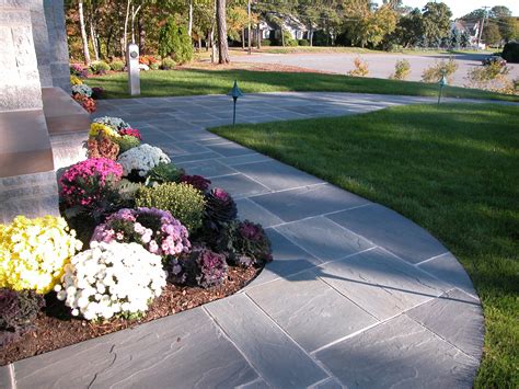 Bluestone Pavers Natural Cleft Front Walkway Landscaping Front Yard