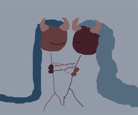 2 Long Haired Demons Hug Drawception