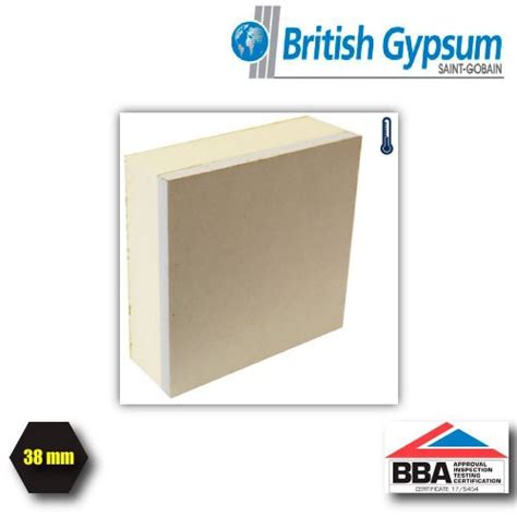 The higher density core design of this board enables the wall, partition and ceiling systems to provide greater sound. 38mm Gyproc thermaLine / PIR insulated plasterboard ...