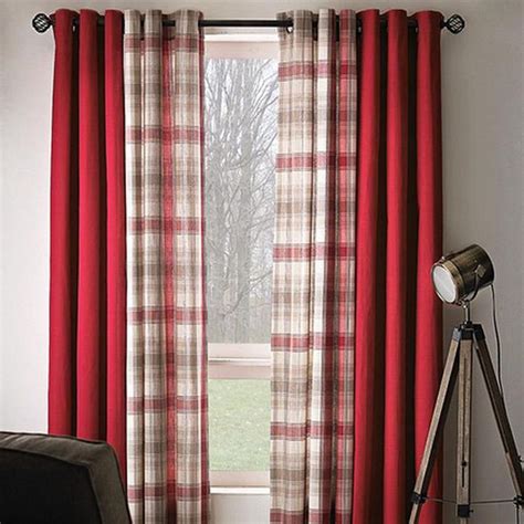 Natus weaver buffalo tier curtains 36 inch length plaid gingham rod pocket short window small kitchen cafe curtain bathroom window curtains 2 panels red white 4.7 out of 5 stars 1,716 $15.98 $ 15. Instead of solid red curtains, I would use chocolate or ...