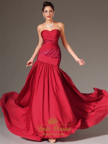 Red Sleeveless Lace Bodice Chiffon Bottom Prom Dress With Open Back