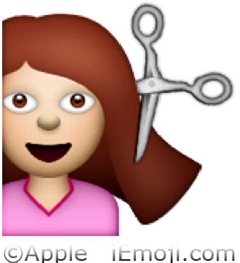 Woman getting haircut emoji represents a female character with long hair (blonde or chestnut in its different versions), who is about to get a haircut. 💇 Haircut Emoji (U+1F487/U+E31F)