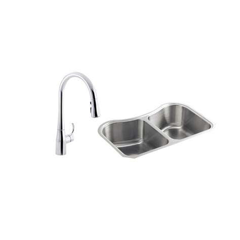 Double bowl kitchen sink white with basin racks. KOHLER Staccato All-in-One Undermount Stainless Steel 31 ...