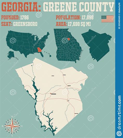 Map Of Greene County In Georgia Stock Vector Illustration Of Colors