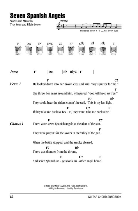 Seven Spanish Angels By Ray Charles And Willie Nelson Guitar Chords