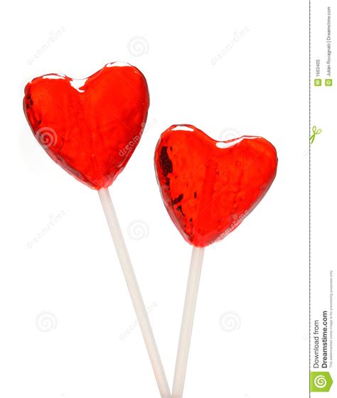 Two Heart Shaped Lollipops For Valentine Stock Image