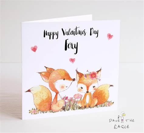 Cute Fox Valentines Card Personalised Etsy Denmark