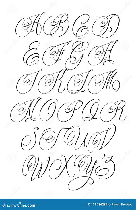 Handwritten Calligraphy Font On White Stock Vector Illustration Of