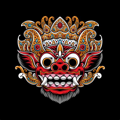 Balinese Barong Mask Illustration Vector Devilo Arts