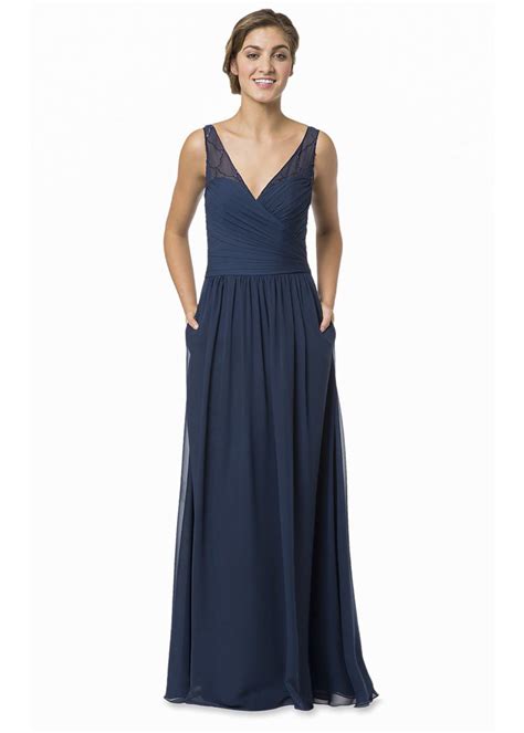 Blue chiffon dresses are available in latest collections at reasonable prices upon alibaaba.com. Slim V Neck Navy Blue Chiffon Bridesmaid Dress