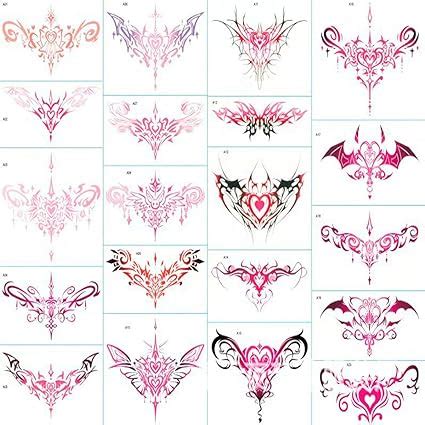 Amazon Com Sexy Navel Temporary Tattoos Sheets Large Black Red Lace Abdomen Waist