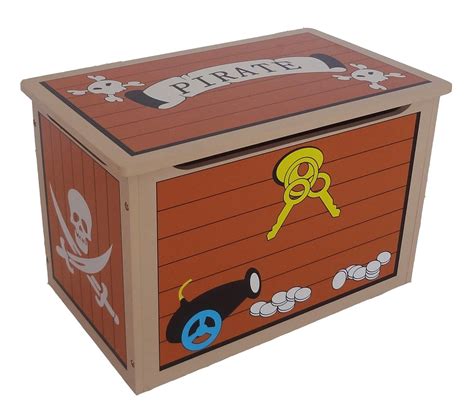 Kiddi Style Childrens Pirate Wooden Treasure Chest Toy Box