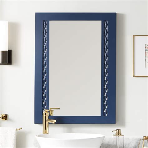 Thorton Mahogany Vanity Mirror Bright Navy Blue Blue Bathroom