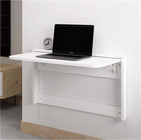 White Wall Mounted Table Folding Wall Desks For Small Spaces Hidden