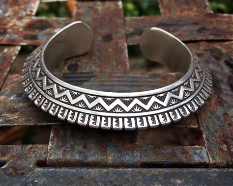 Heavy Gauge Carinated Sterling Silver Cuff Bracelet Navajo Native