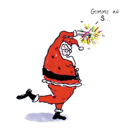 Funny Cartoon Christmas Card Cheer Leading Santa Holiday