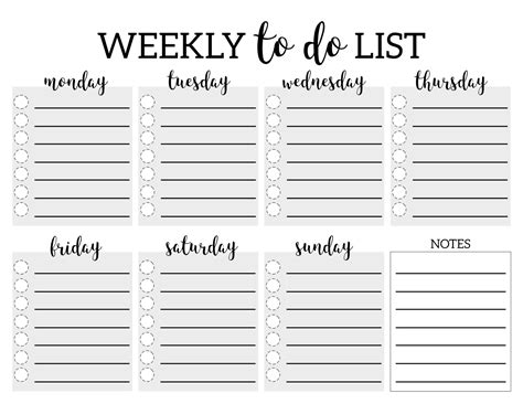 Weekly To Do List Template Printable Printable Templates