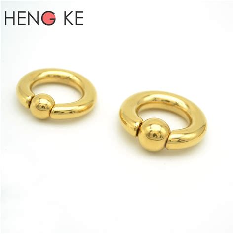Gold Bcr Ball Close Ring Nipple Ring Piercing Clip In Spring Ball