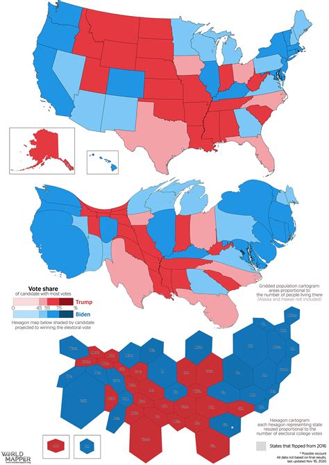 Cartographic Views Of The 2020 Us Presidential Election Worldmapper