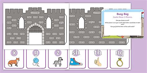 Castle Phase 3 Phonics Busy Bag Prompt Card And Resource Pack