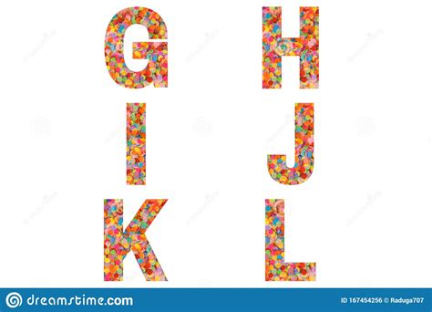 Fuente Confetti Alphabet G H I J K L De Fondo Confetti Coloreado