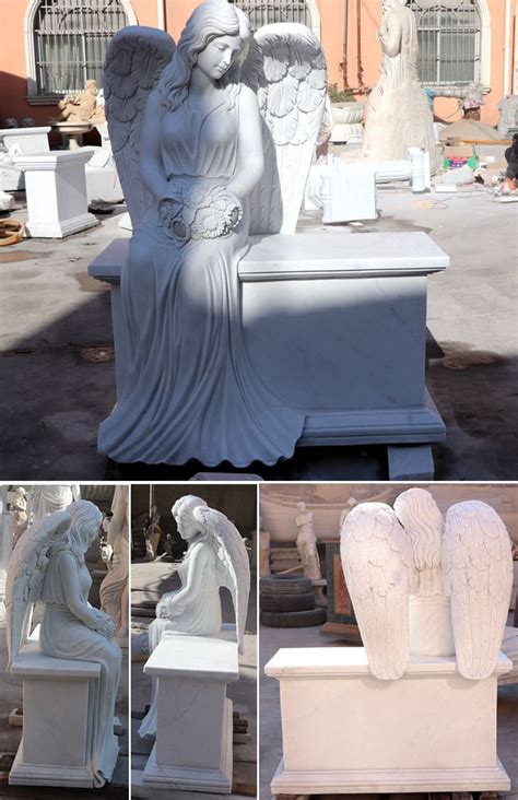 High Quality White Marble Angel Wings Tombstone Gravestone For Sale Tombstone Designs