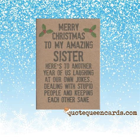 merry christmas my amazing sister funny christmas card for etsy