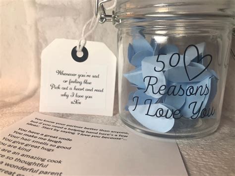 50 Reasons I Love You Jar Unique T For Partner I Love You Etsy Uk