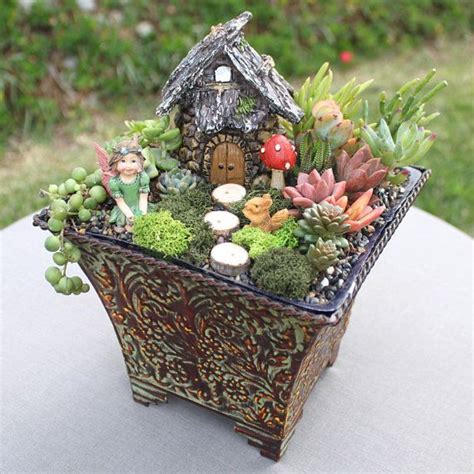 Diy Succulent Fairy Garden T Kit With Container Fairy Etsy