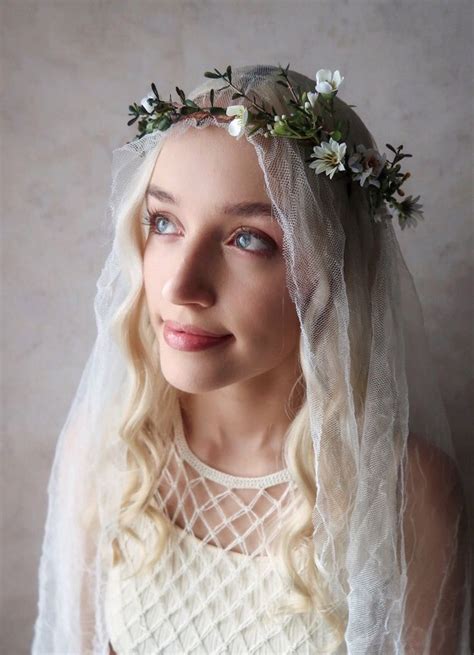 Camelot Boho Wedding Crown Medieval Headpiece Wildflower Crown White Floral Crown Blush