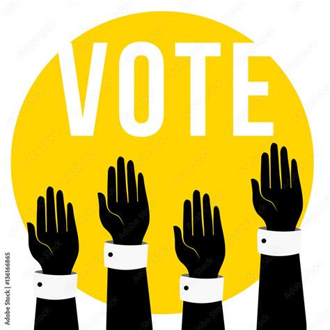 Vote Concept Illustrationpeople Votinghands Raised Up Retro Flat