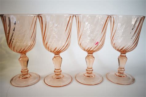 arcoroc luminarc of france rosaline pink set of 4 wine glasses etsy wine glasses vintage