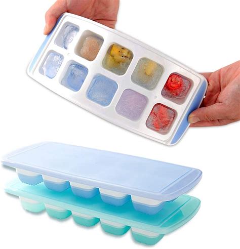 2pcs Premium Silicone Ice Cube Tray With Spill Resistant Lids Etsy