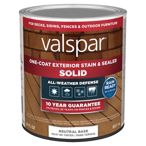 Valspar Neutral Base Solid Exterior Wood Stain And Sealer 1 Quart In