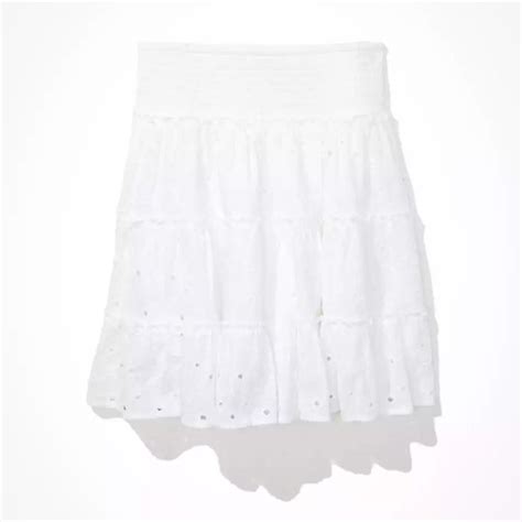 American Eagle Outfitters Skirts Ae Tiered Smocked Mini Skirt White
