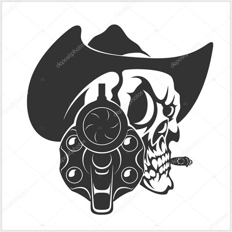 Skull In Cowboy Hat And Gun Stock Vector Image By ©digital Clipart