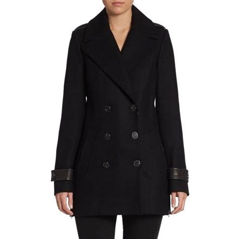 Pre Owned Mackage Double Breasted Leather Accented Pea Coat 359