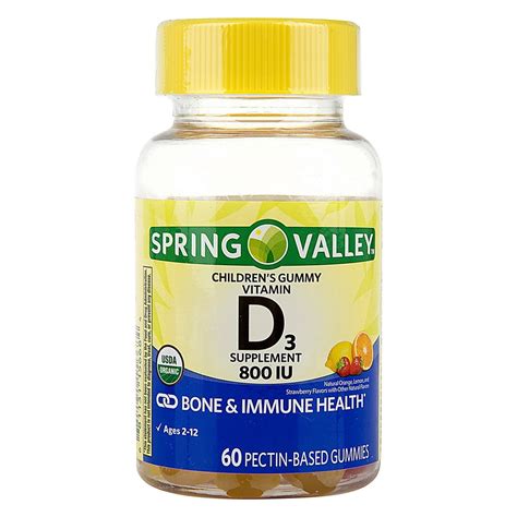 Spring Valley D3 Daily Childrens Gummy Vitamin Dietary Supplement 800