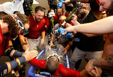 The Boston Red Soxs Locker Room Celebration Looked Like A Wild Frat