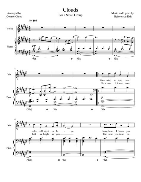 Clouds Sheet Music For Piano Vocals Solo